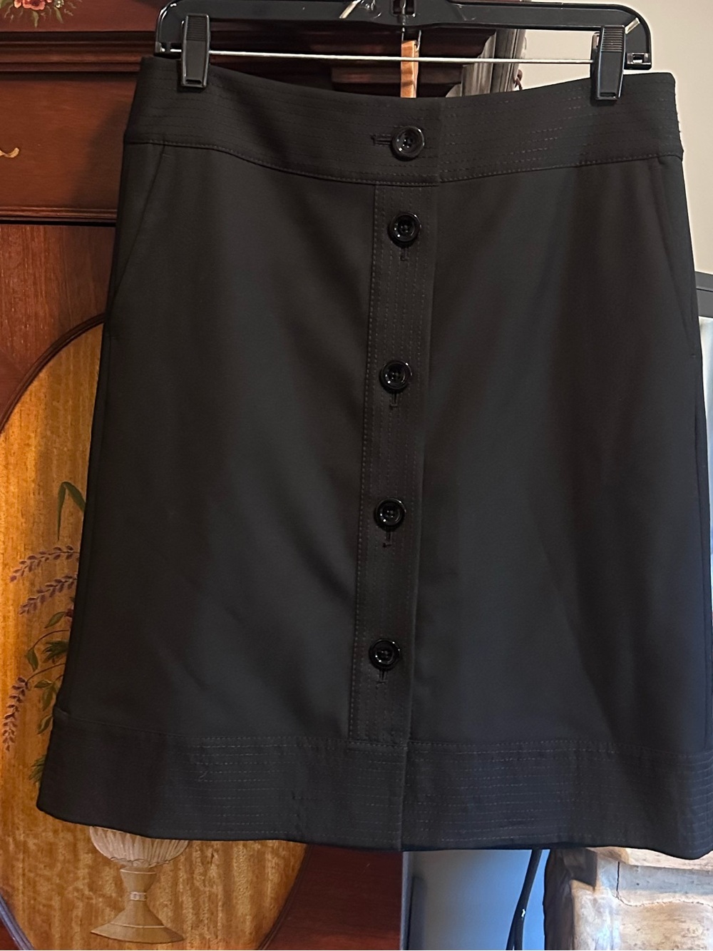 Ann Taylor Black Button-Front Skirt